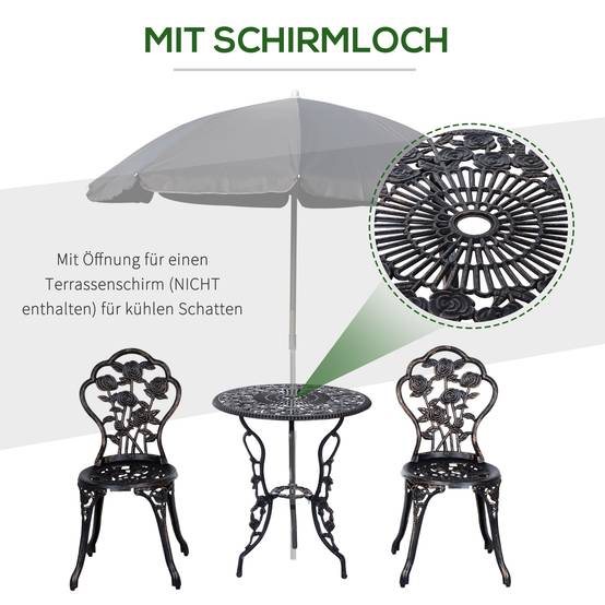 Ensemble de jardin pour 2 personnes, salon de jardin, coin salon, ensemble de balcon, ensemble de mobilier de balcon, table et chaises, bronze - Image 6