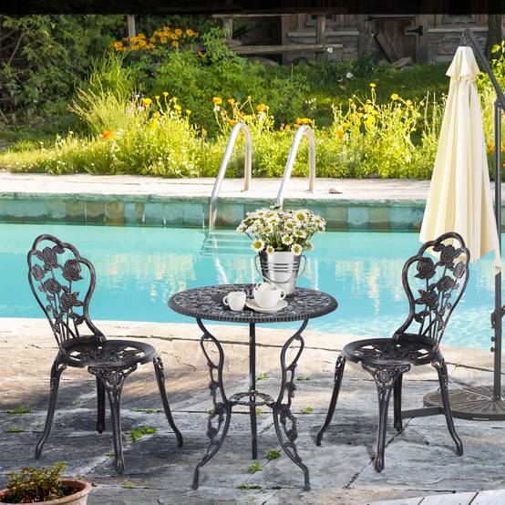 Ensemble de jardin pour 2 personnes, salon de jardin, coin salon, ensemble de balcon, ensemble de mobilier de balcon, table et chaises, bronze - Image 4