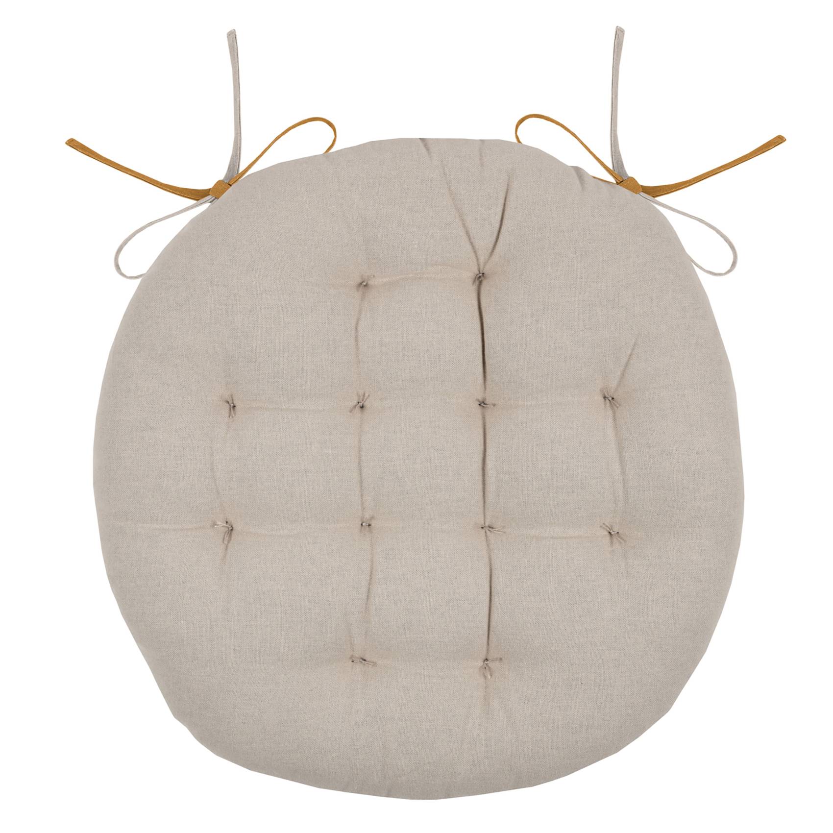 Lovely Casa - Galette de chaise ronde et bicolore - LOVELY CASA - Coton - Jaune Curry - Image 2