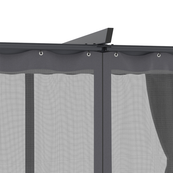 Pergola édition intégrale moustiquaire toit rétractable 3x4M et 4 rideaux gris - Imagen 7