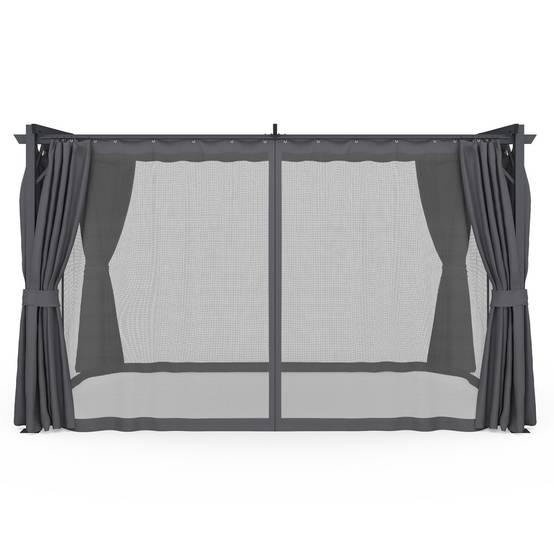 Pergola édition intégrale moustiquaire toit rétractable 3x4M et 4 rideaux gris - Imagen 5