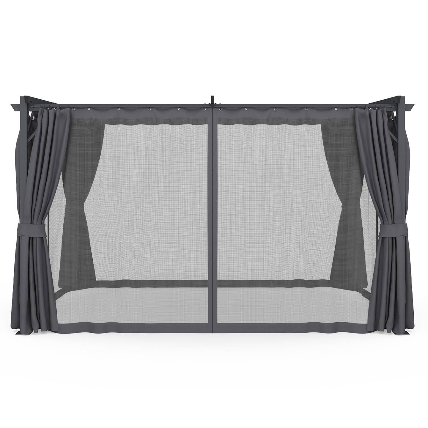 Pergola édition intégrale moustiquaire toit rétractable 3x4M et 4 rideaux gris - Imagen 5