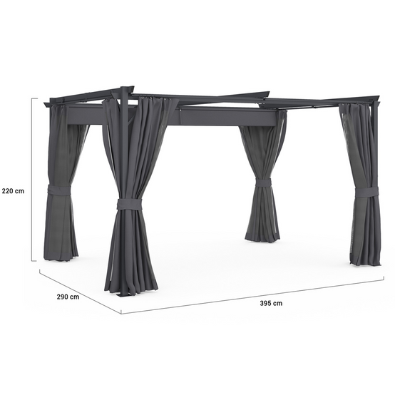 Pergola édition intégrale moustiquaire toit rétractable 3x4M et 4 rideaux gris - Imagen 6