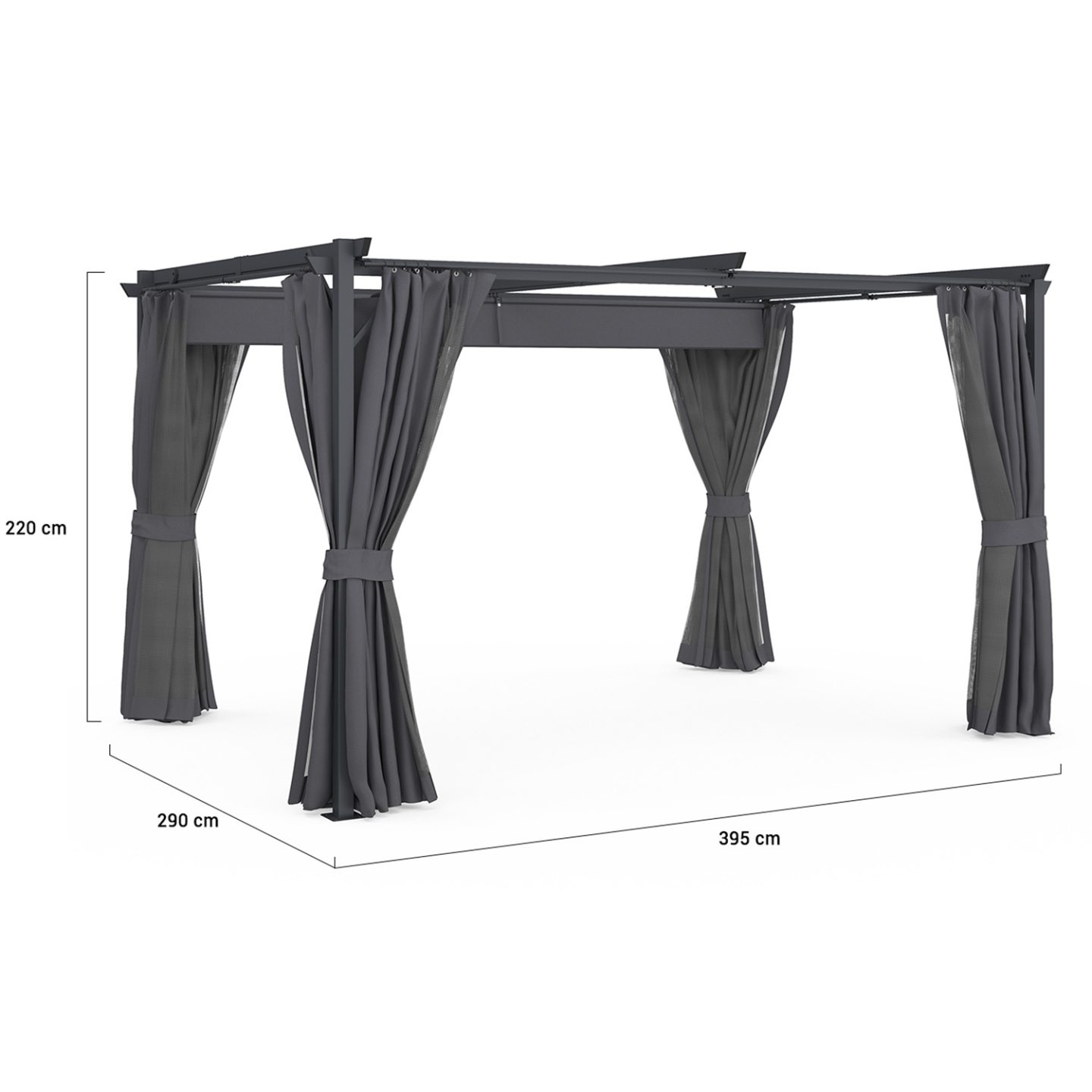 Pergola édition intégrale moustiquaire toit rétractable 3x4M et 4 rideaux gris - Imagen 6