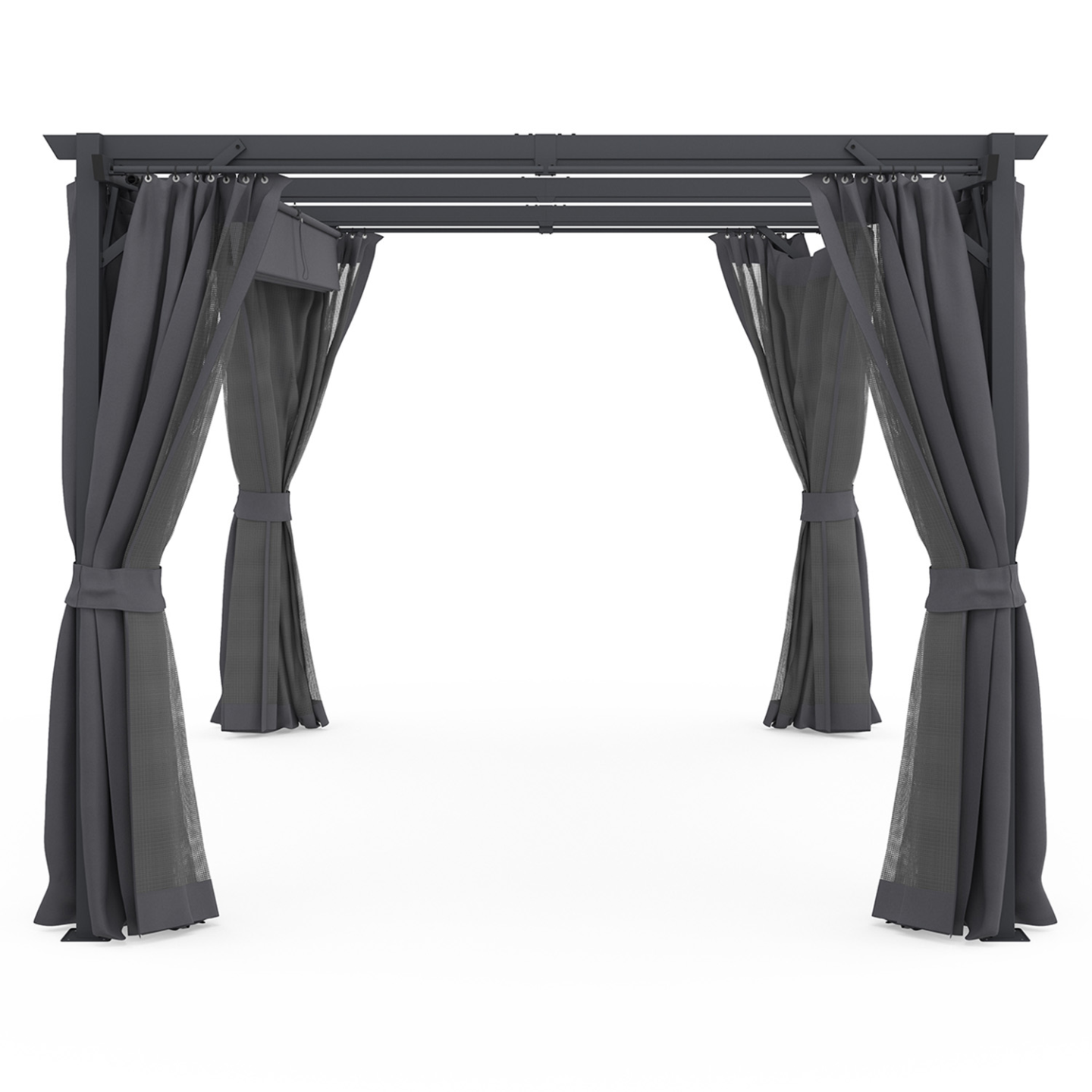 Pergola édition intégrale moustiquaire toit rétractable 3x4M et 4 rideaux gris - Imagen 3