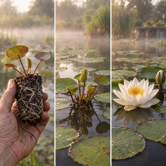 Nénuphar nain rouge - Nymphaea pygmaea - 1x nénuphar multiflore et panier - Image 5