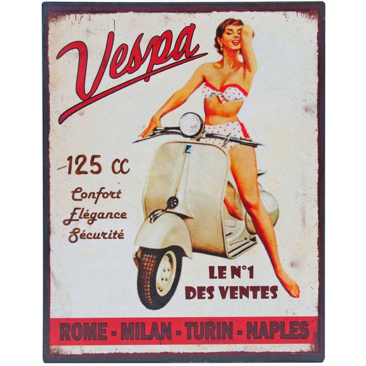 Antic Line Creations - Plaque vintage en métal 22 x 28 cm Vespa - Imagen 1