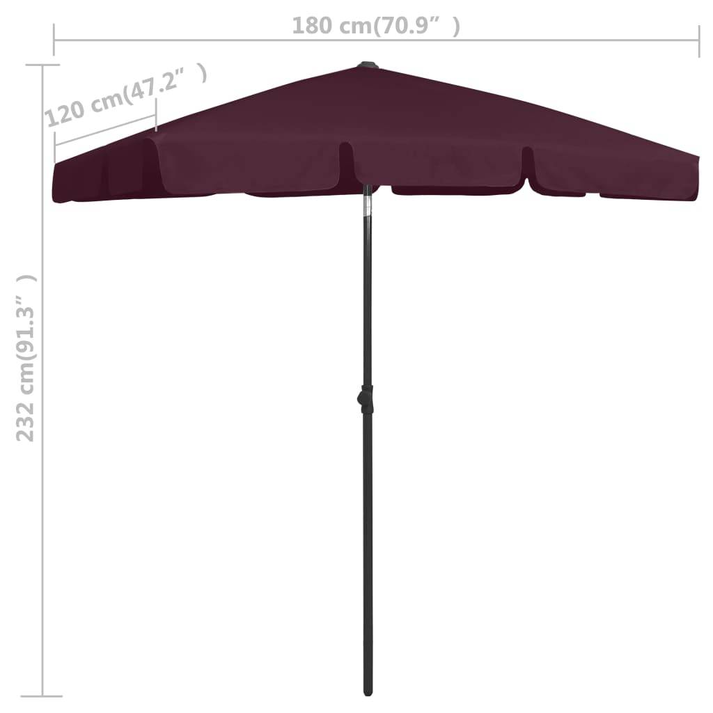 Helloshop26 - Parasol de plage rouge 180 x 120 cm bordeaux - Imagen 7