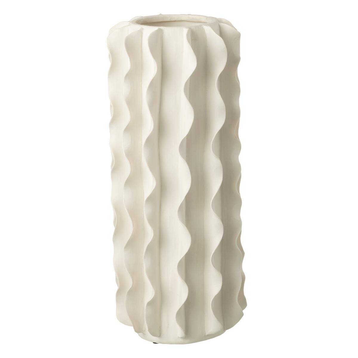 J-Line - Vase Cylindrique en Céramique "Helix" 44cm Blanc