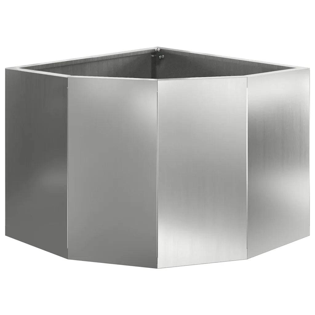 Helloshop26 - Jardinière d'angle moderne épurée 45 x 45 x 35 cm design durable en acier galvanisé argent - Image 2
