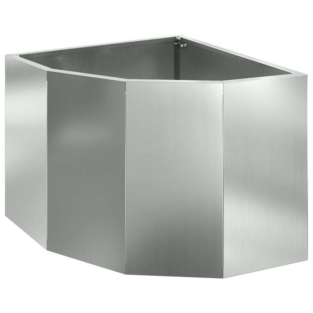Helloshop26 - Jardinière d'angle moderne épurée 45 x 45 x 35 cm design durable en acier galvanisé argent - Image 1