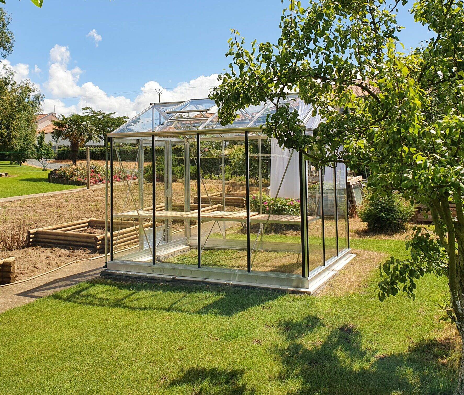 Serre en polycarbonate 8mm alvéolés- Euro Maxi - Alu - 20m² - GRIS ALUMINIUM - L'atelier des serres - Imagen 2
