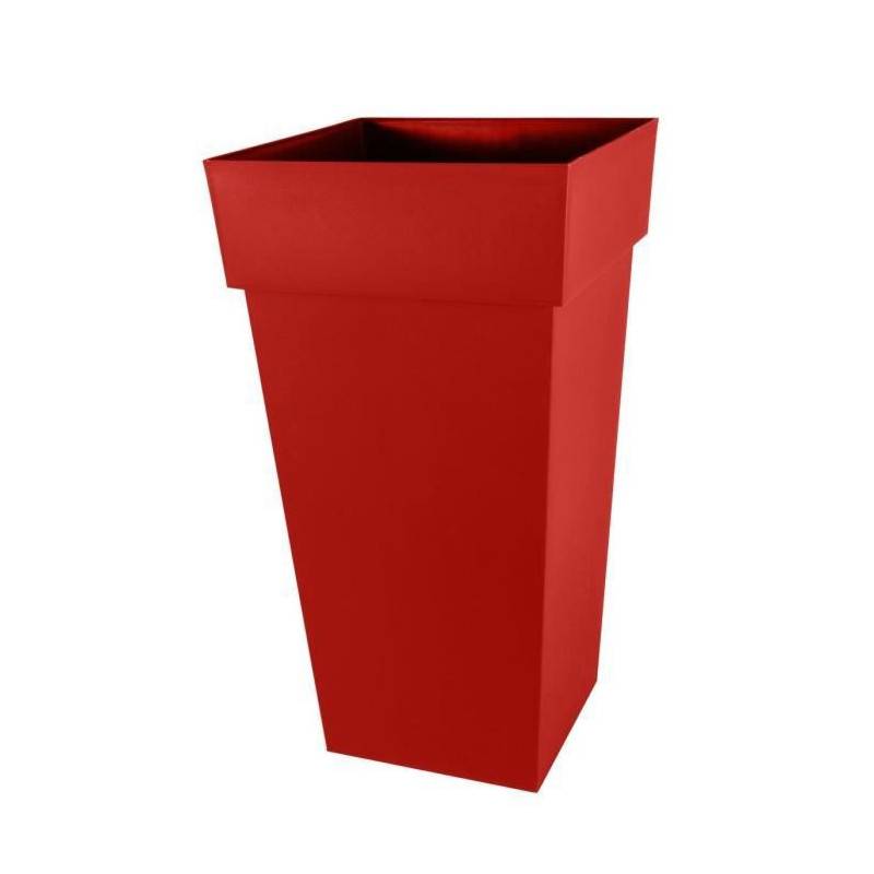 EDA Plastiques - Eda Pot De Fleurs Xxl  Toscane  - Carre - 43,3 X 43,3 X H 80 Cm - 98 L - Rouge Rubis - Image 1