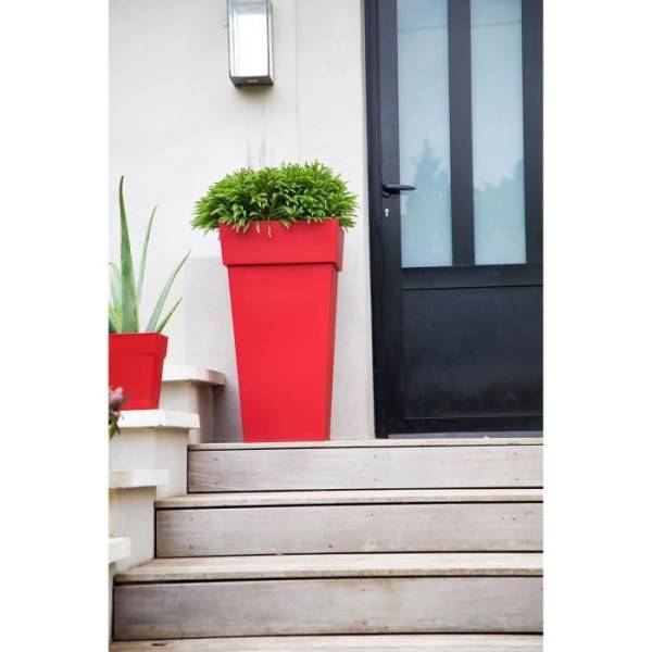 EDA Plastiques - Eda Pot De Fleurs Xxl  Toscane  - Carre - 43,3 X 43,3 X H 80 Cm - 98 L - Rouge Rubis - Image 2