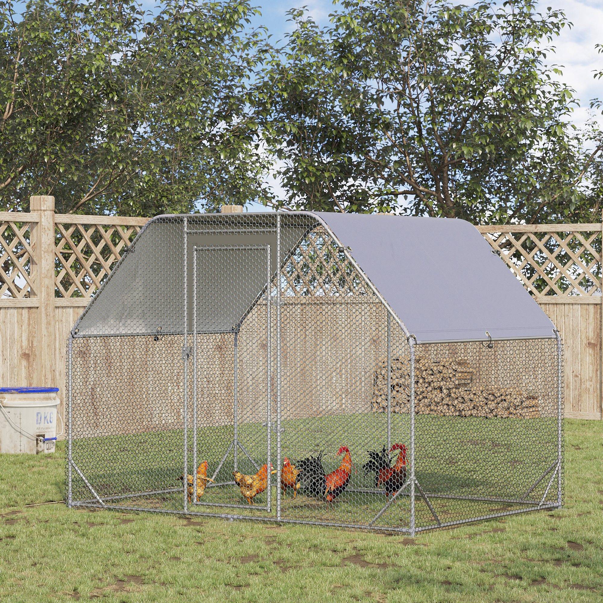Poulailler avec couvercle pour 4 à 6 poules en acier, 280 x 190 x 195 cm - Image 3
