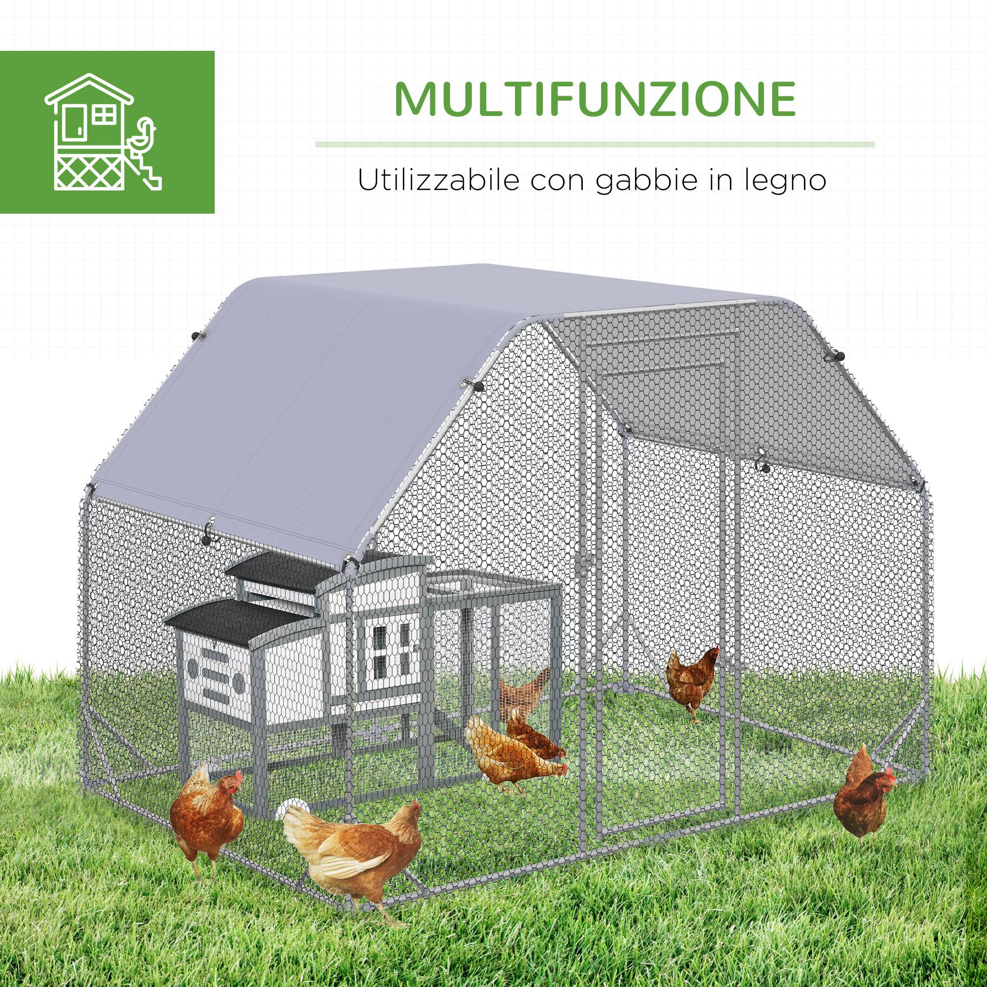 Poulailler avec couvercle pour 4 à 6 poules en acier, 280 x 190 x 195 cm - Image 8