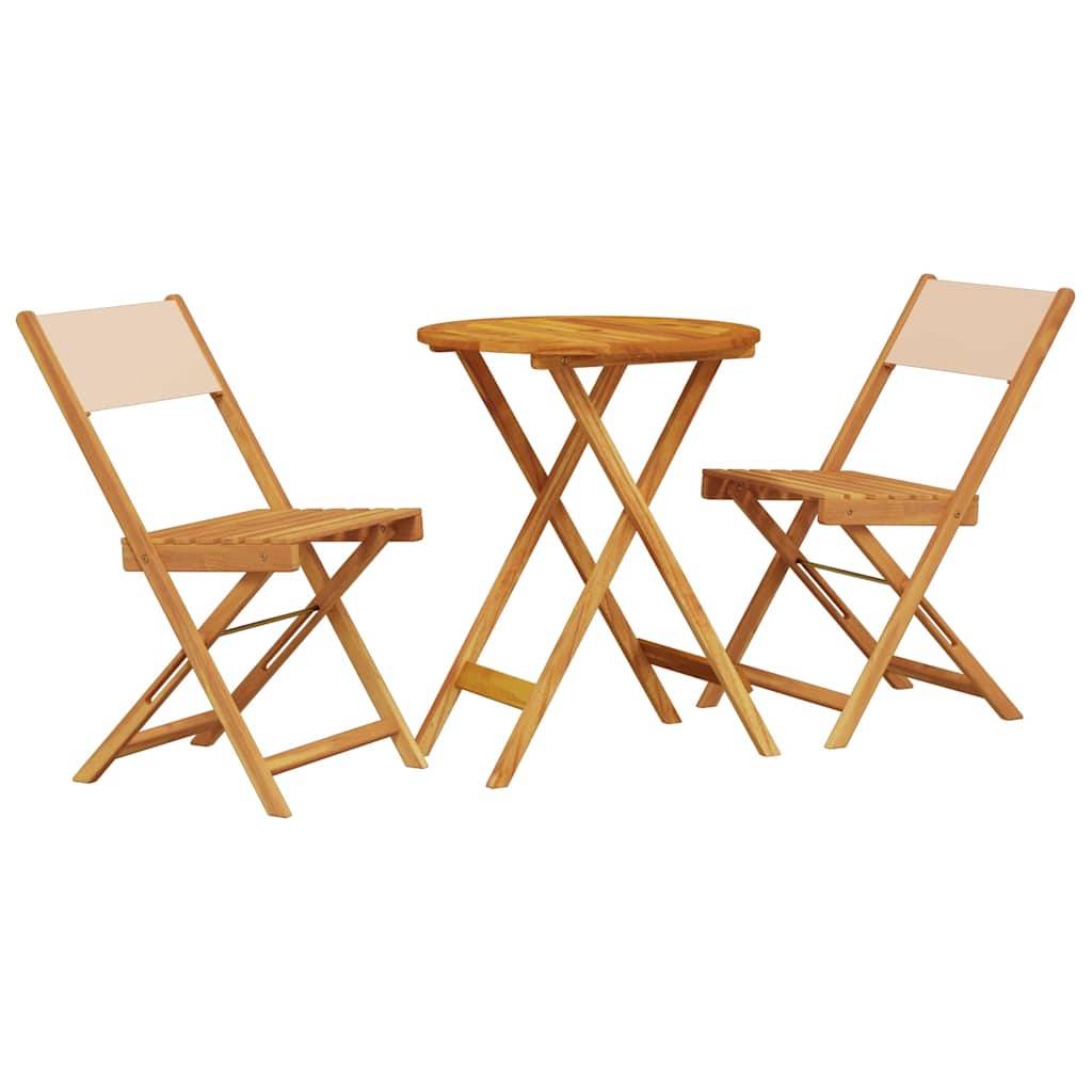 Vidaxl - Ensemble de bistro 3 pcs-Salons de jardin beige tissu et bois massif 634843 - Image 2