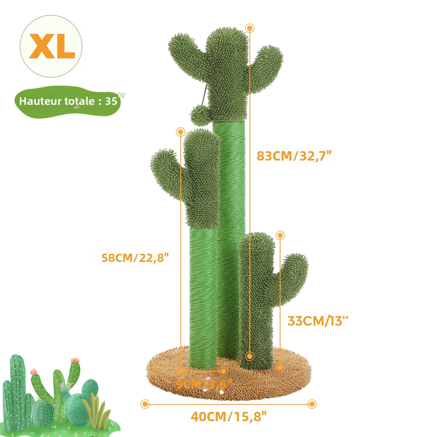 Arbre à Chat Cactus Lot de 3 Marron (XL) PAWZ Road - Image 2