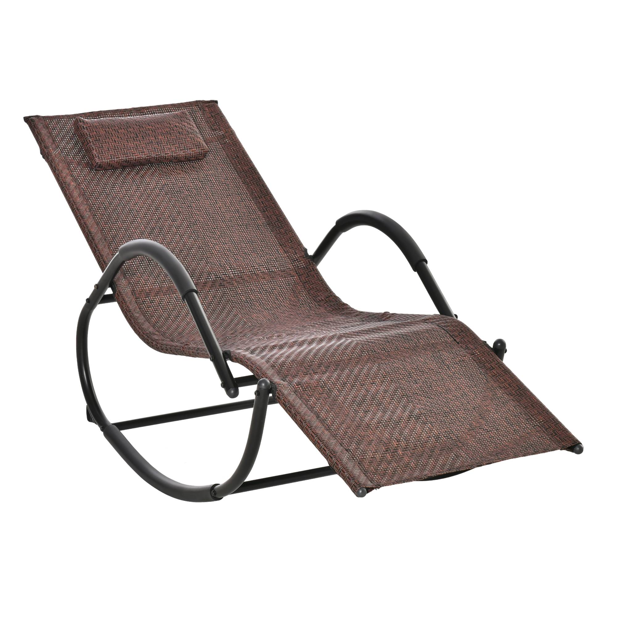 Outsunny - Chaise longue à bascule rocking chair design contemporain dim. 160L x 61l x 79H cm métal textilène brun - Outsunny - Imagen 1