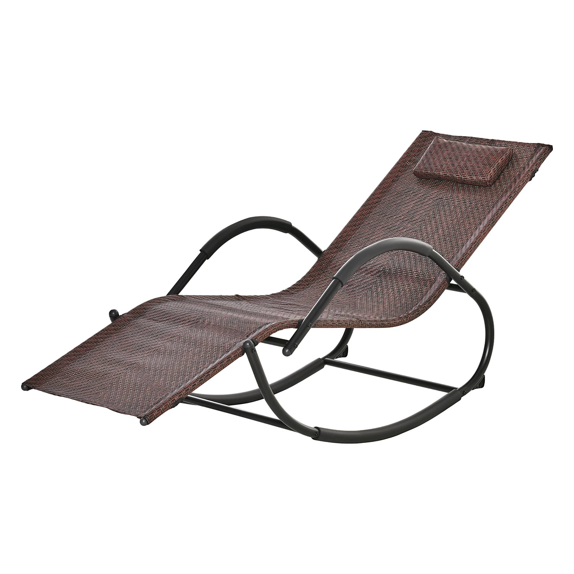 Outsunny - Chaise longue à bascule rocking chair design contemporain dim. 160L x 61l x 79H cm métal textilène brun - Outsunny - Imagen 4