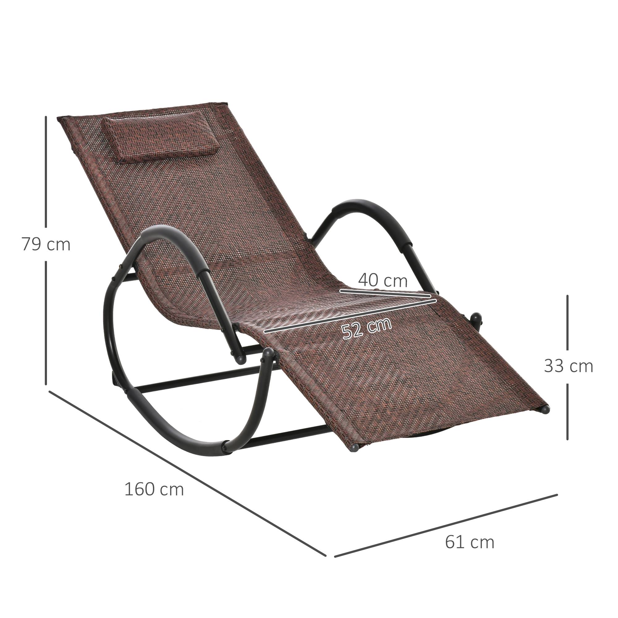 Outsunny - Chaise longue à bascule rocking chair design contemporain dim. 160L x 61l x 79H cm métal textilène brun - Outsunny - Imagen 3