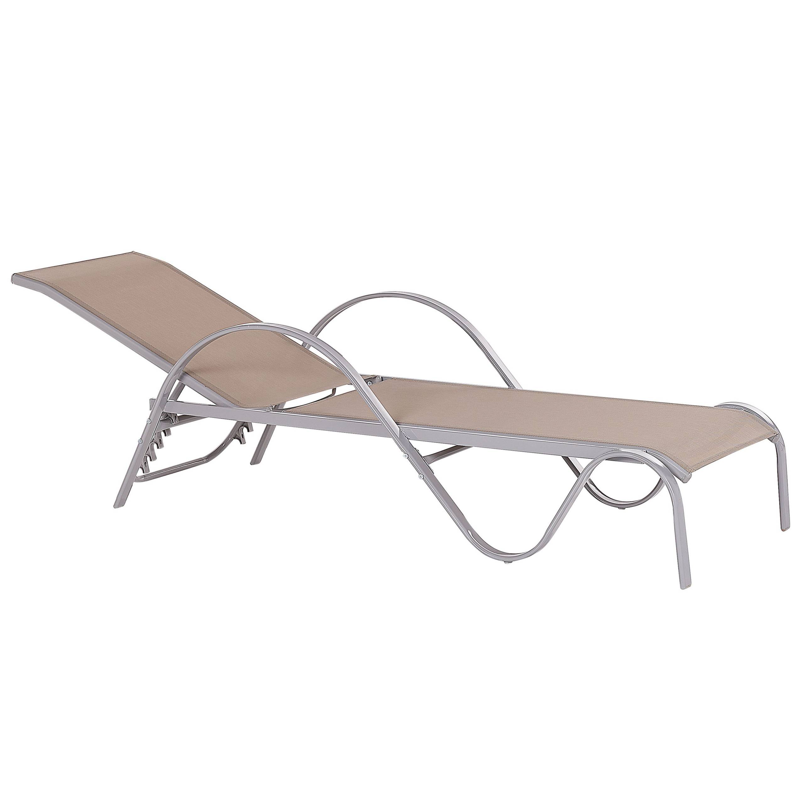 Beliani - Chaise Longue de Jardin Inclinable en Acier et Textile Marron Clair Chilienne Pour Bain de Soleil Beliani - Imagen 4