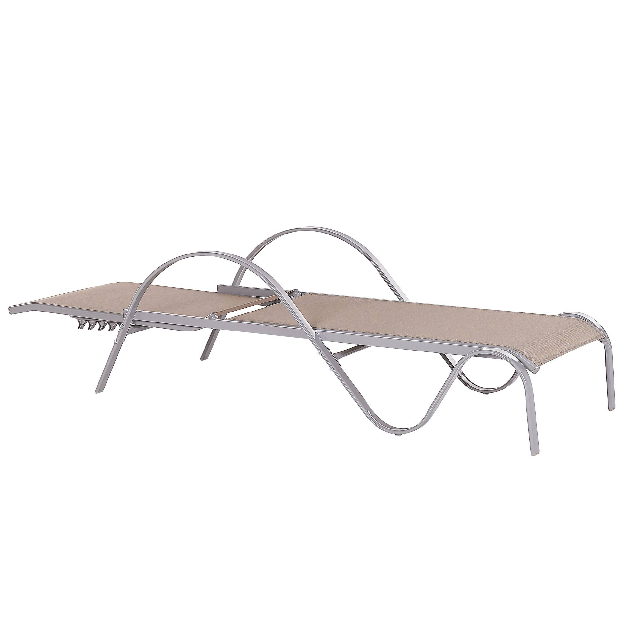 Beliani - Chaise Longue de Jardin Inclinable en Acier et Textile Marron Clair Chilienne Pour Bain de Soleil Beliani - Imagen 5