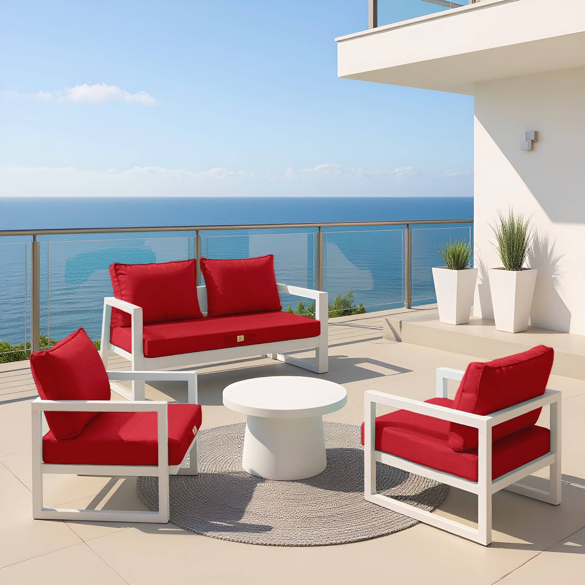 Coussins pour salon de jardin déhoussable 50x60cm Rouge - Déco arts - Image 4