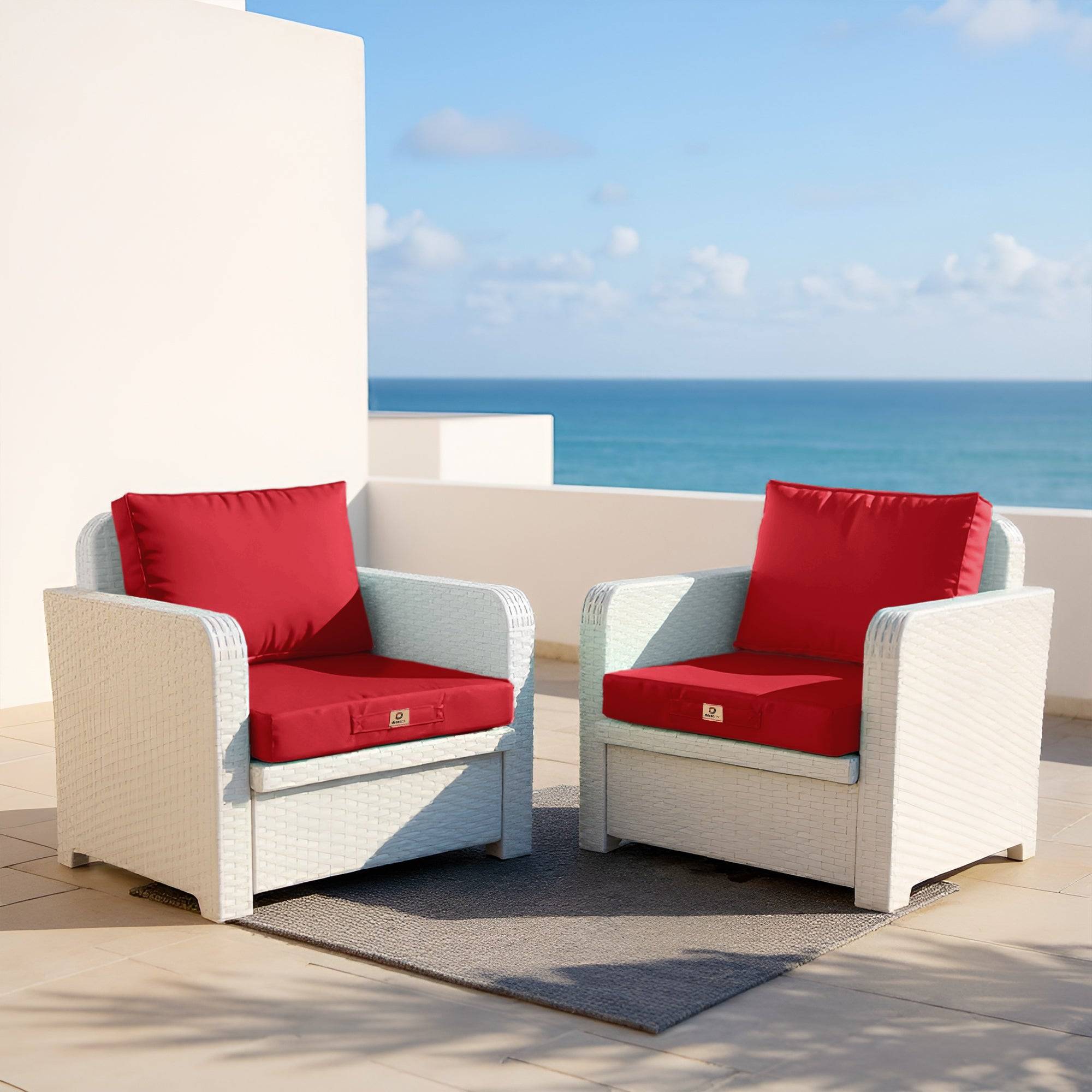 Coussins pour salon de jardin déhoussable 50x60cm Rouge - Déco arts - Image 2