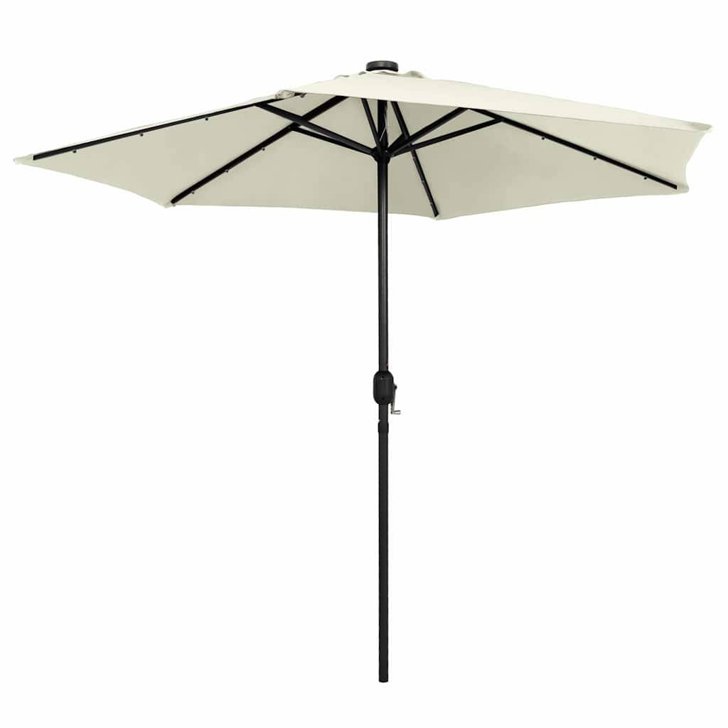 Vidaxl - Parasol de jardin et lumières LED mât en aluminium blanc sable vidaXL 47353 - Imagen 9