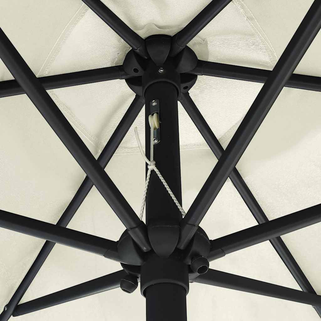 Vidaxl - Parasol de jardin et lumières LED mât en aluminium blanc sable vidaXL 47353 - Imagen 4