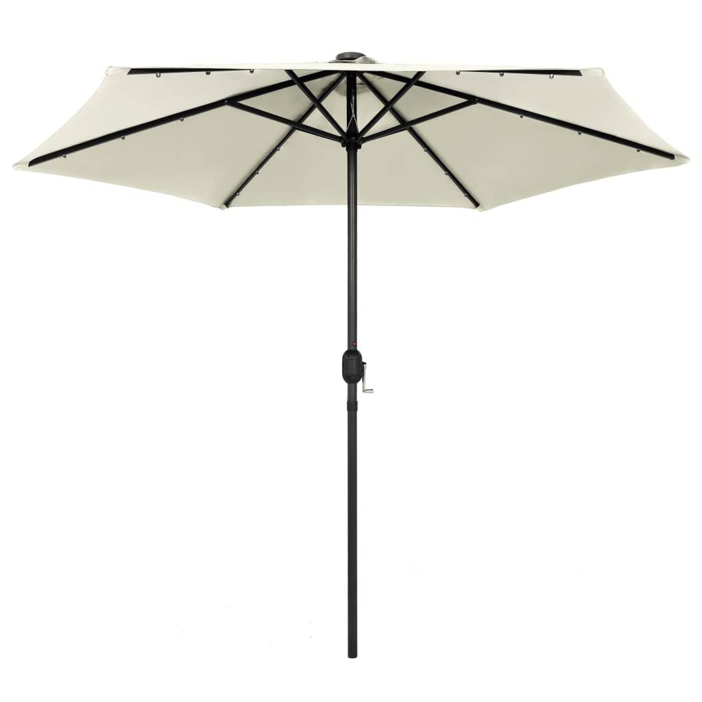 Vidaxl - Parasol de jardin et lumières LED mât en aluminium blanc sable vidaXL 47353 - Imagen 2