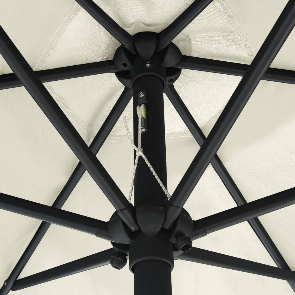 Vidaxl - Parasol de jardin et lumières LED mât en aluminium blanc sable vidaXL 47353 - Imagen 6