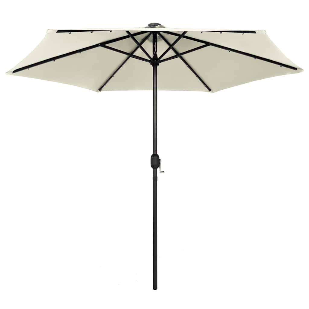 Vidaxl - Parasol de jardin et lumières LED mât en aluminium blanc sable vidaXL 47353 - Imagen 8