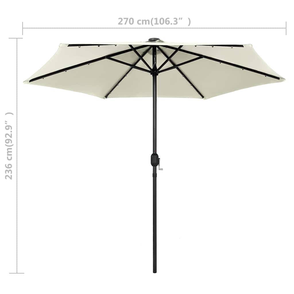 Vidaxl - Parasol de jardin et lumières LED mât en aluminium blanc sable vidaXL 47353 - Imagen 3