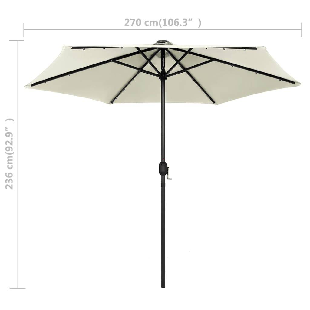 Vidaxl - Parasol de jardin et lumières LED mât en aluminium blanc sable vidaXL 47353 - Imagen 7