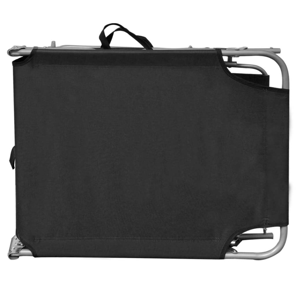 Helloshop26 - Transat chaise longue bain de soleil lit de jardin terrasse meuble d'extérieur pliable avec auvent noir aluminium - Imagen 3