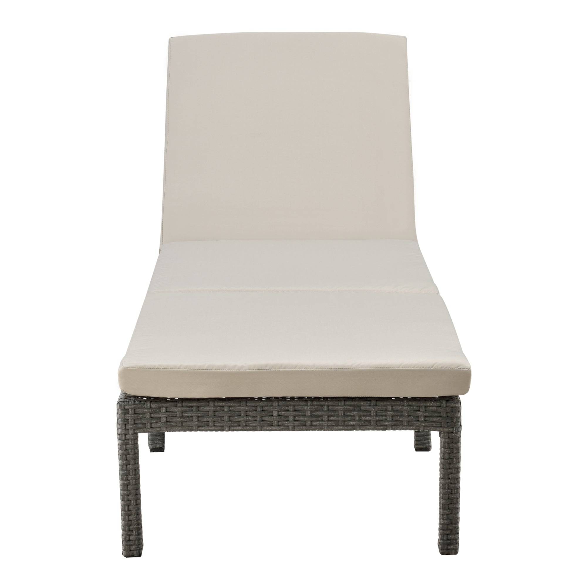 Helloshop26 - Transat bain de soleil cartes avec coussin acier polyester 198 x 60 x 27 cm gris foncé beige - Imagen 4