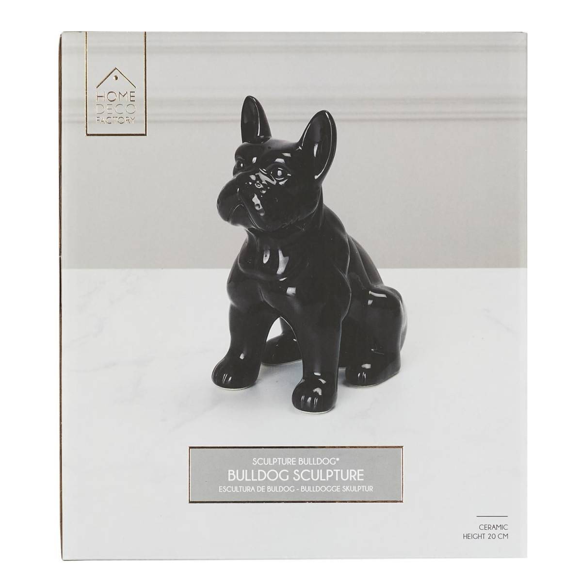 The Home Deco Factory - Statuette Déco en Céramique "Bulldog" 20cm Noir - Image 6