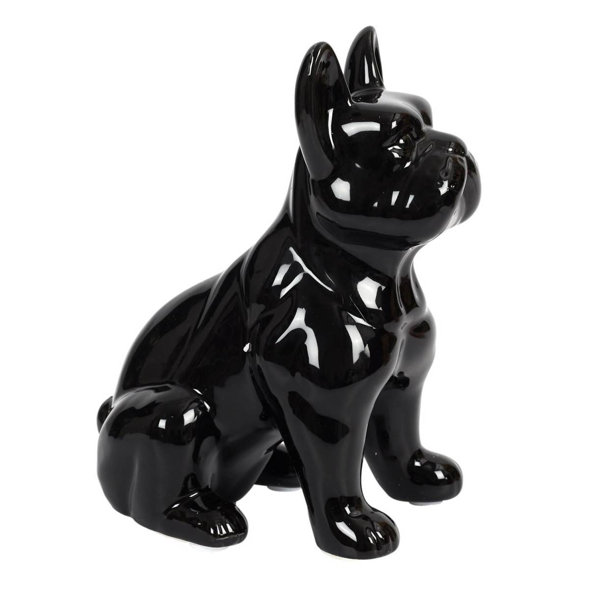 The Home Deco Factory - Statuette Déco en Céramique "Bulldog" 20cm Noir - Image 1