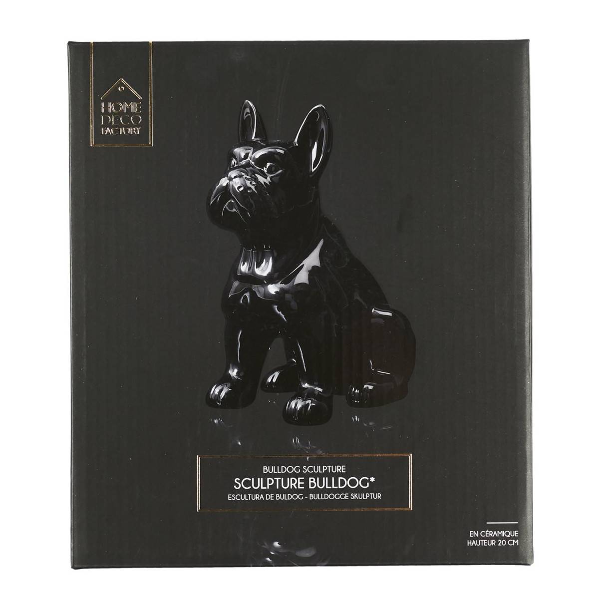 The Home Deco Factory - Statuette Déco en Céramique "Bulldog" 20cm Noir - Image 5