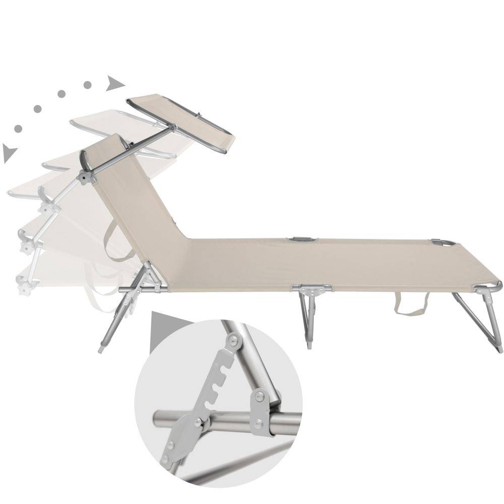 Helloshop26 - Transat bain de soleil meuble jardin acier beige - Imagen 2