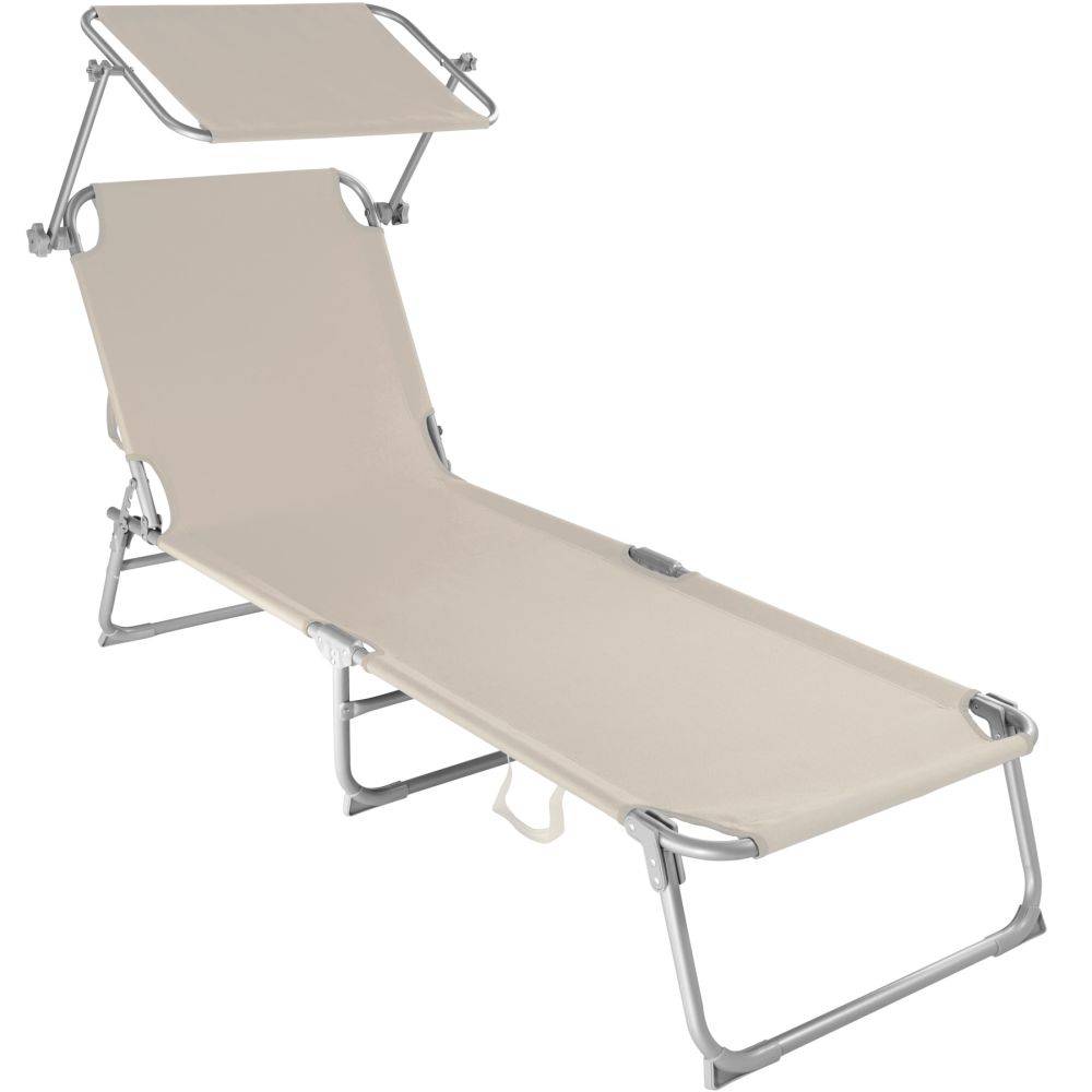 Helloshop26 - Transat bain de soleil meuble jardin acier beige - Imagen 1