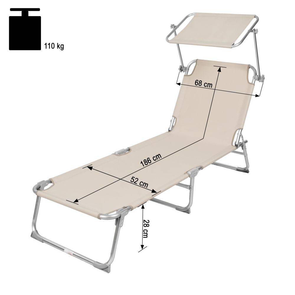 Helloshop26 - Transat bain de soleil meuble jardin acier beige - Imagen 4
