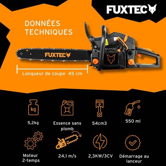 FUXTEC - Tronçonneuse thermique - FUXTEC FX-KS255 - 54cm3 18 pouces Black Edition - Image 3