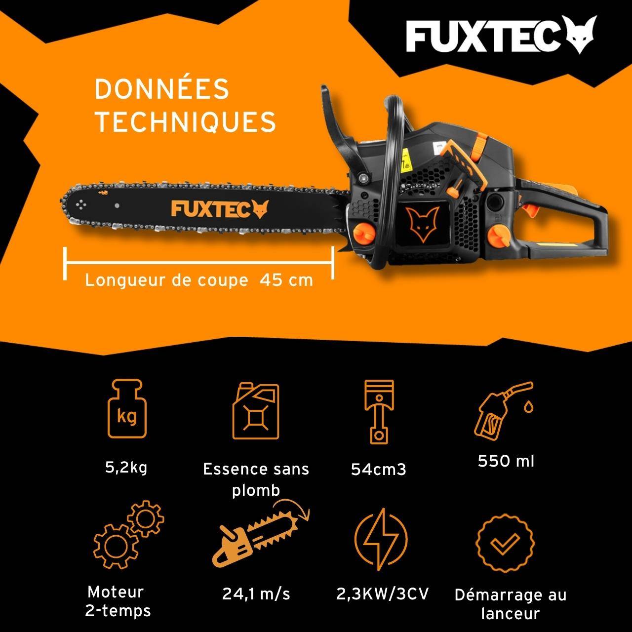 FUXTEC - Tronçonneuse thermique - FUXTEC FX-KS255 - 54cm3 18 pouces Black Edition - Image 3