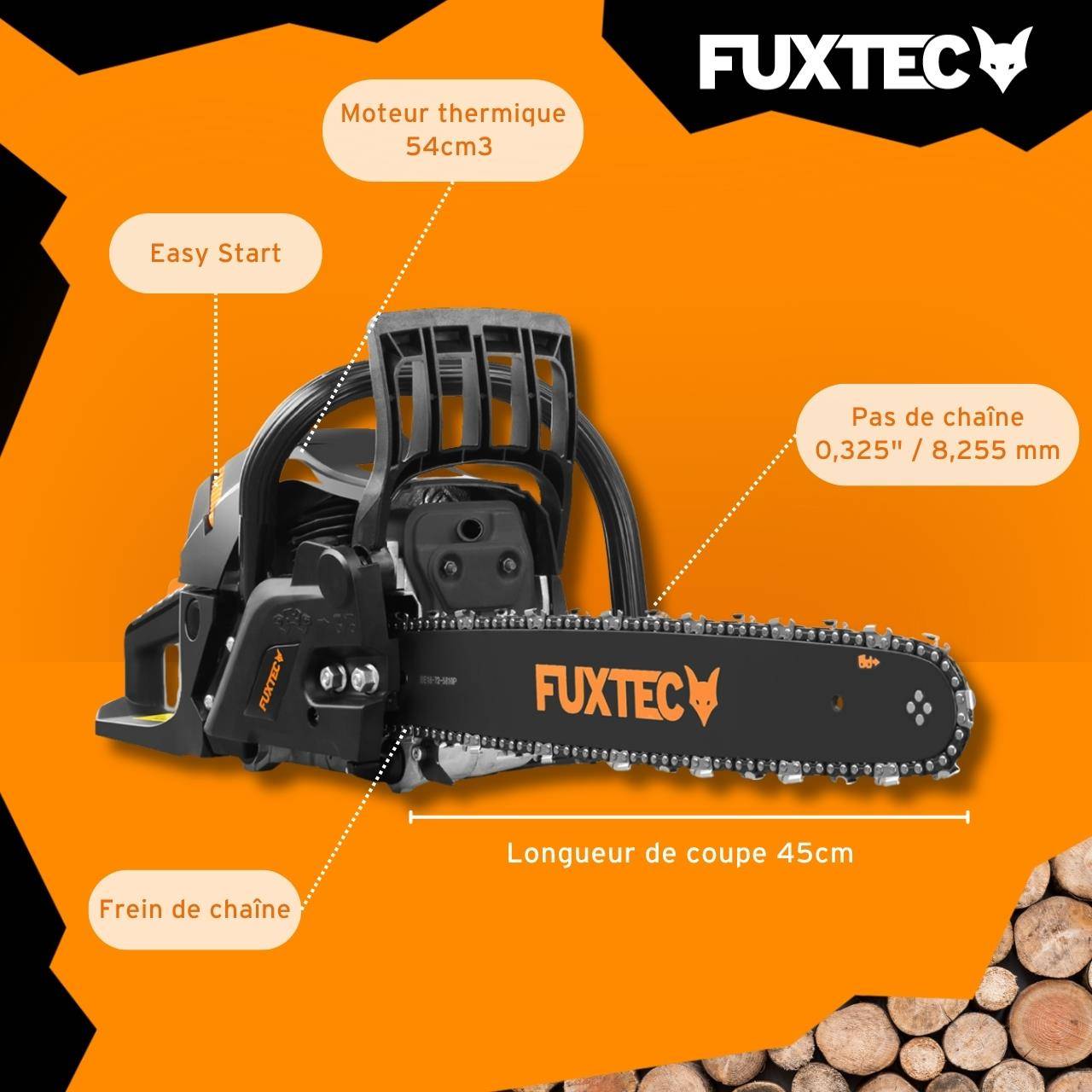 FUXTEC - Tronçonneuse thermique - FUXTEC FX-KS255 - 54cm3 18 pouces Black Edition - Image 6