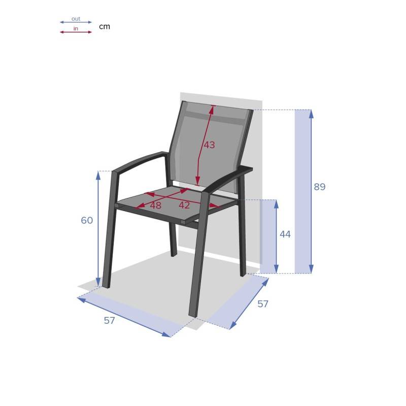 Hesperide - Fauteuil de jardin empilable "Axiome" poivre & graphite aluminium traité époxy Hespéride - Imagen 3