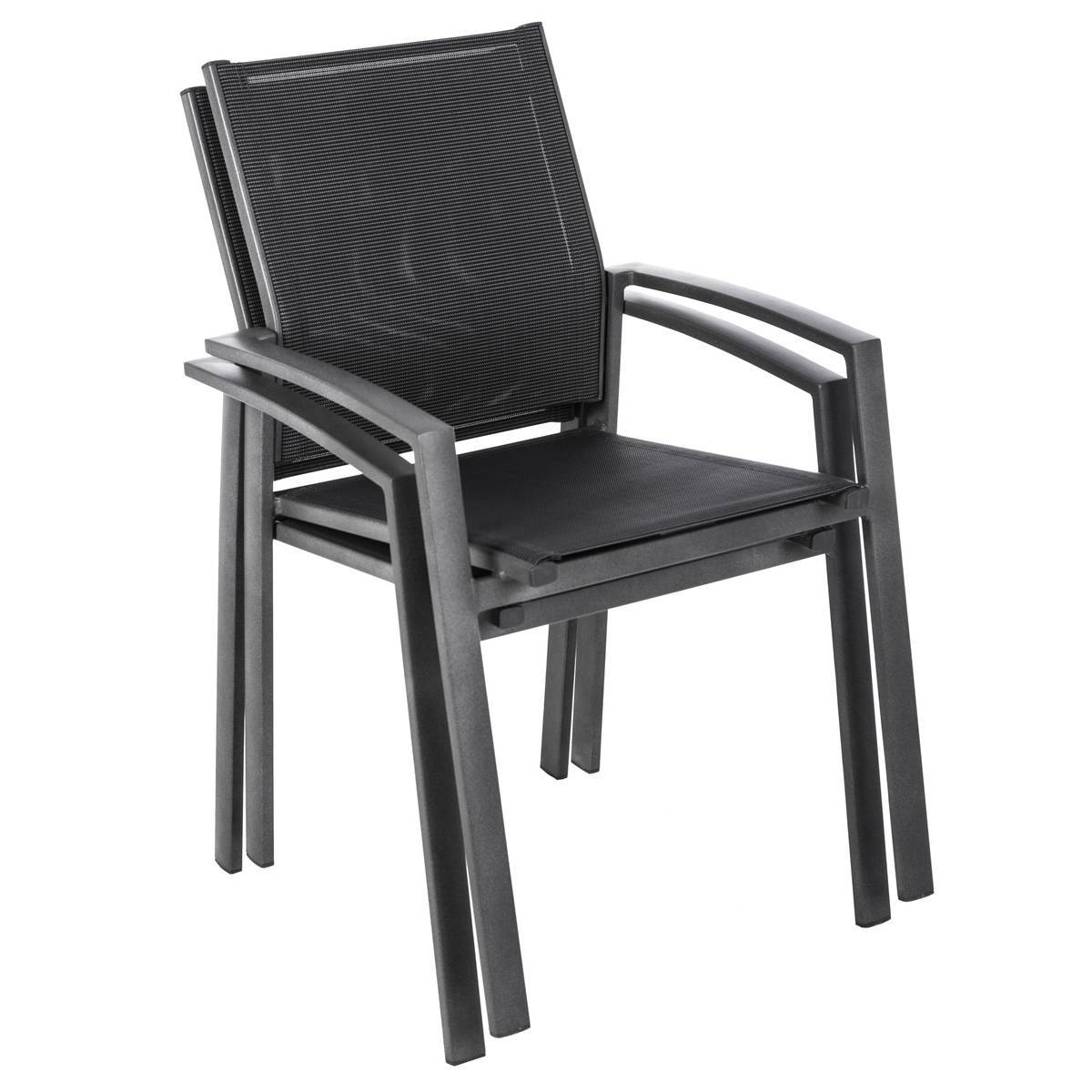 Hesperide - Fauteuil de jardin empilable "Axiome" poivre & graphite aluminium traité époxy Hespéride - Imagen 2