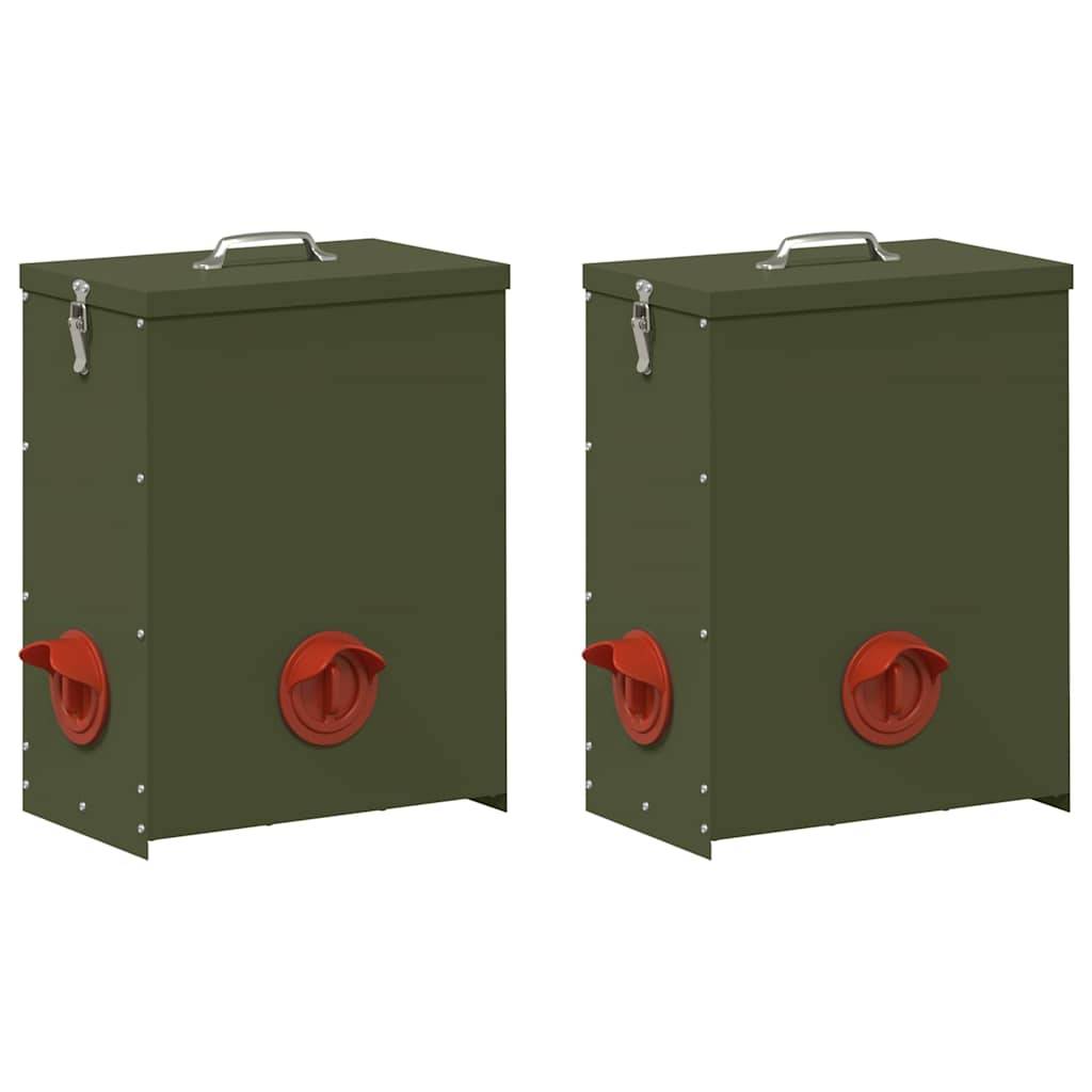 Lot de 2 Grands Distributeurs Métal 25kg Vert Olive - ComfortXL Outdoor Living - Image 2